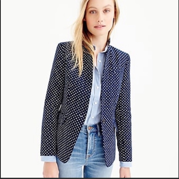J. Crew Jackets & Blazers - J. Crew Navy Polka Dot Regent Blazer sz 4